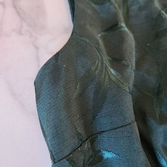 Maurice's '90s women's small emerald green back button-up leaf foliage blouse - Picture 3 of 5